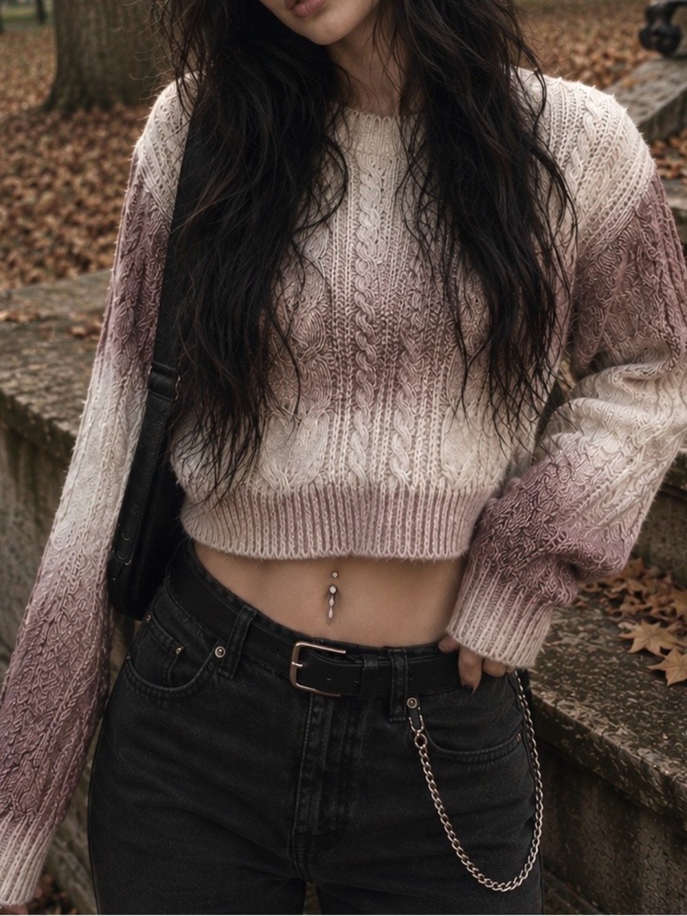 Women’s Fall Cable Knit Cozy Essential Everyday Ombre Stylish Sweater